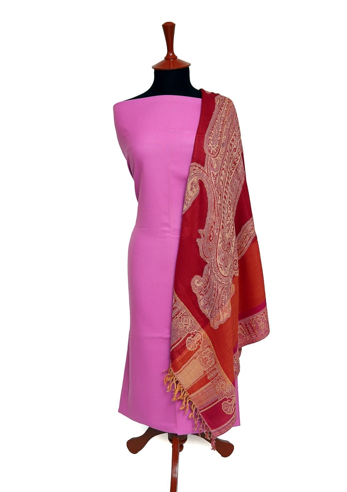 Winter Dress - Jamawar Shawl Suit - 3-Pcs - P Pink D#4 available at Saleem Fabrics Traditions