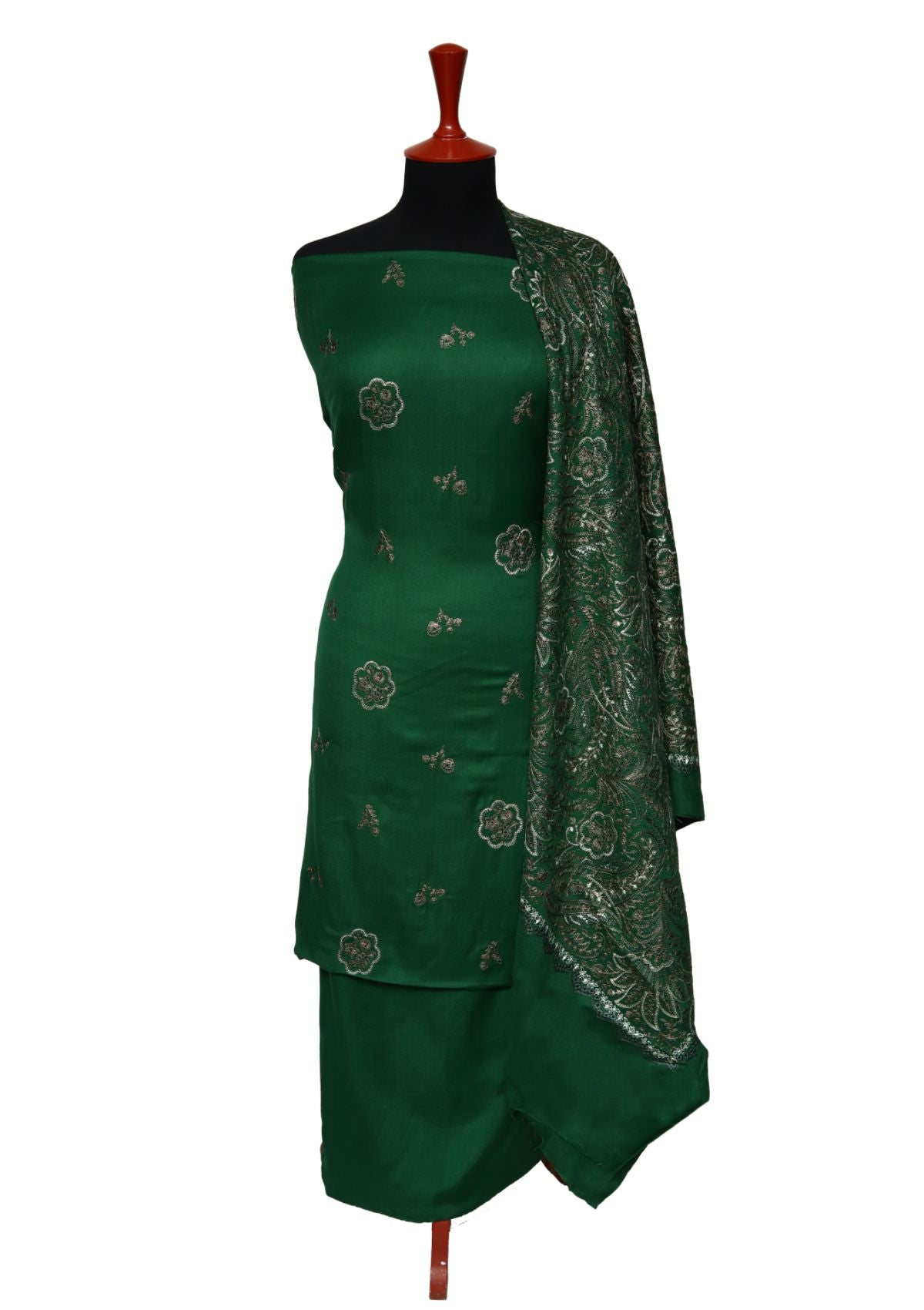 Winter Dress - Pashmina - Embroidery - B Green D#02 by Saleem Fabrics PK