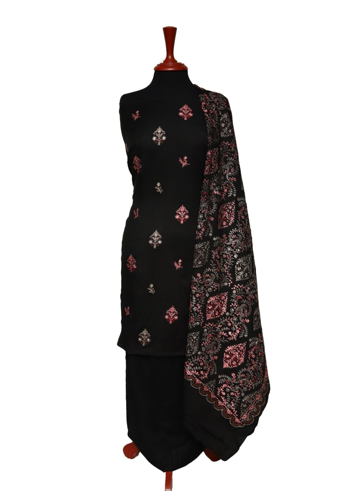 Winter Dress - Pashmina - Embroidery - Black D#01 by Saleem Fabrics PK
