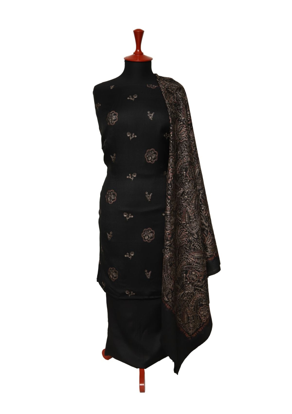 Winter Dress - Pashmina - Embroidery - Black D#02 by Saleem Fabrics PK