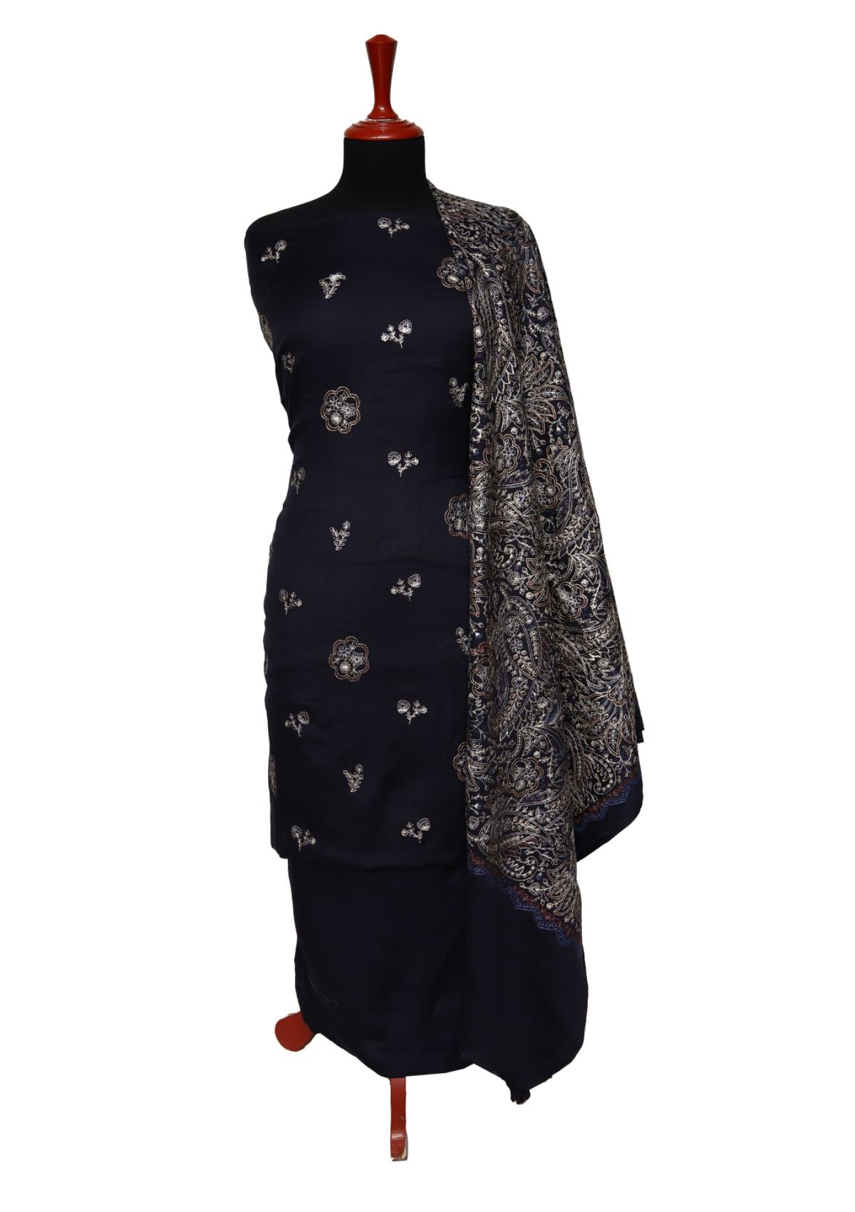 Winter Dress - Pashmina - Embroidery - N Blue D#02 by Saleem Fabrics PK