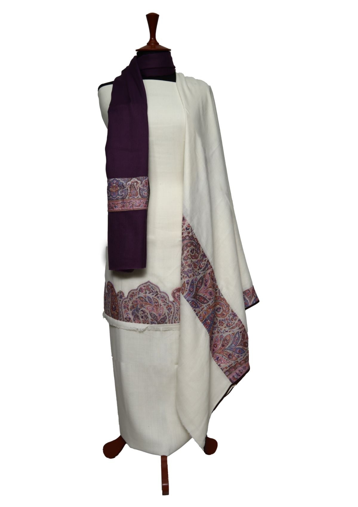 Winter Dress - Pashmina - Patch Work - Off White D#01 by Saleem Fabrics PK