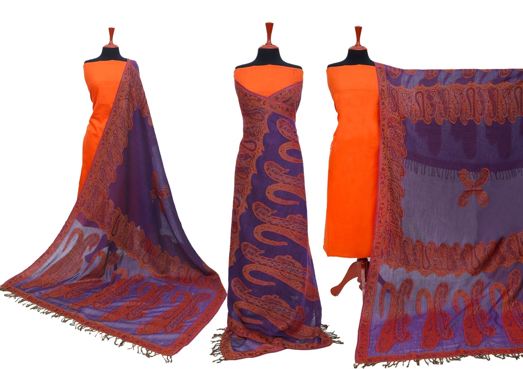 Winter Dress - Plain Khaddar Suit Jamawar Shawl - 3Pcs - D#6C available at Saleem Fabrics Traditions