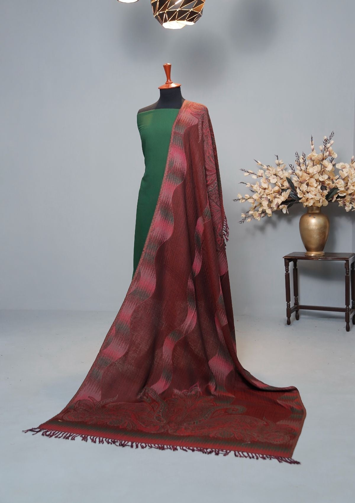 Winter Dress - Plain Marina Suit Jamawar Shawl - 3Pcs - Z#135 available at Saleem Fabrics Traditions