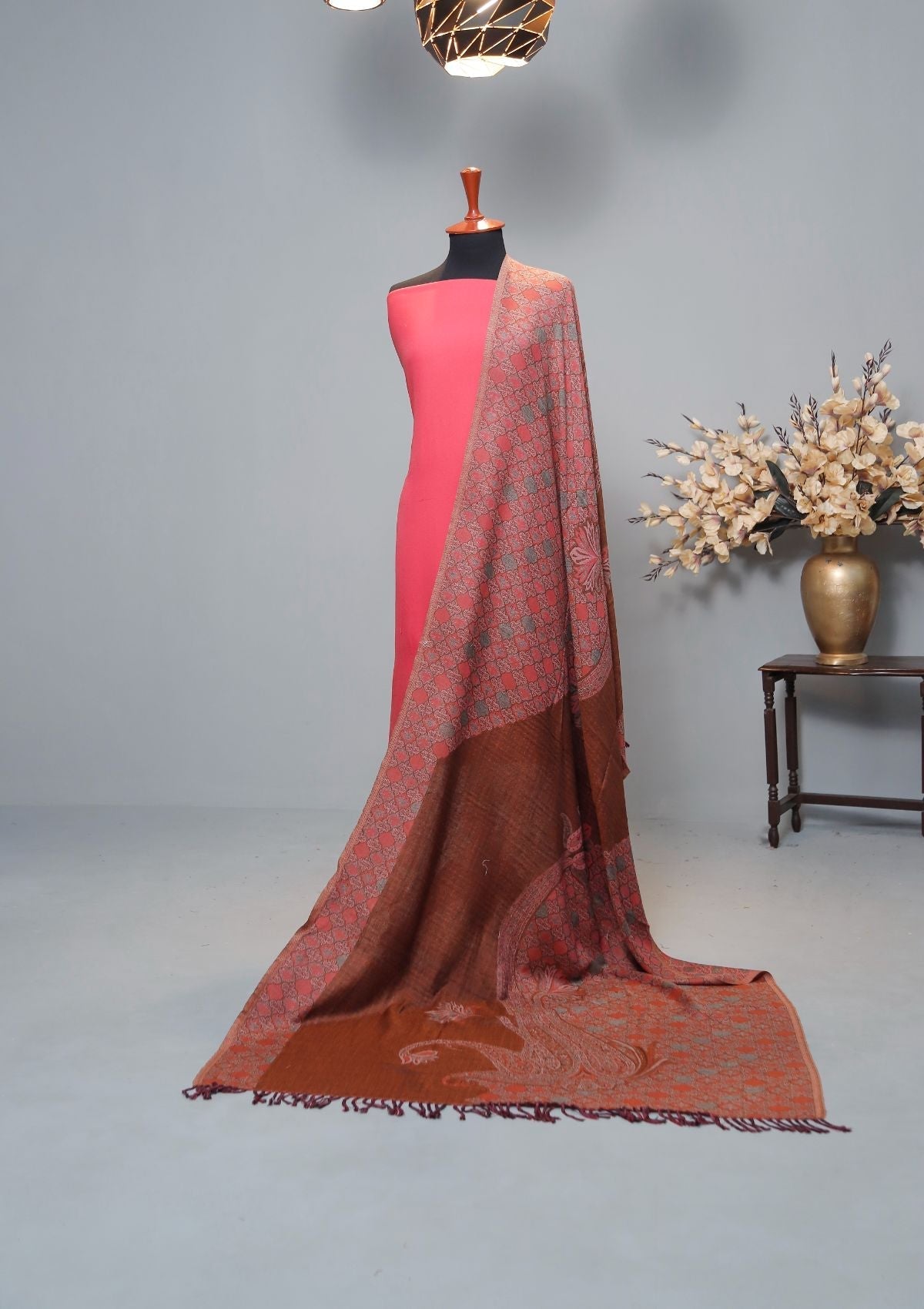 Winter Dress - Plain Marina Suit Jamawar Shawl - 3Pcs - Z#153 available at Saleem Fabrics Traditions