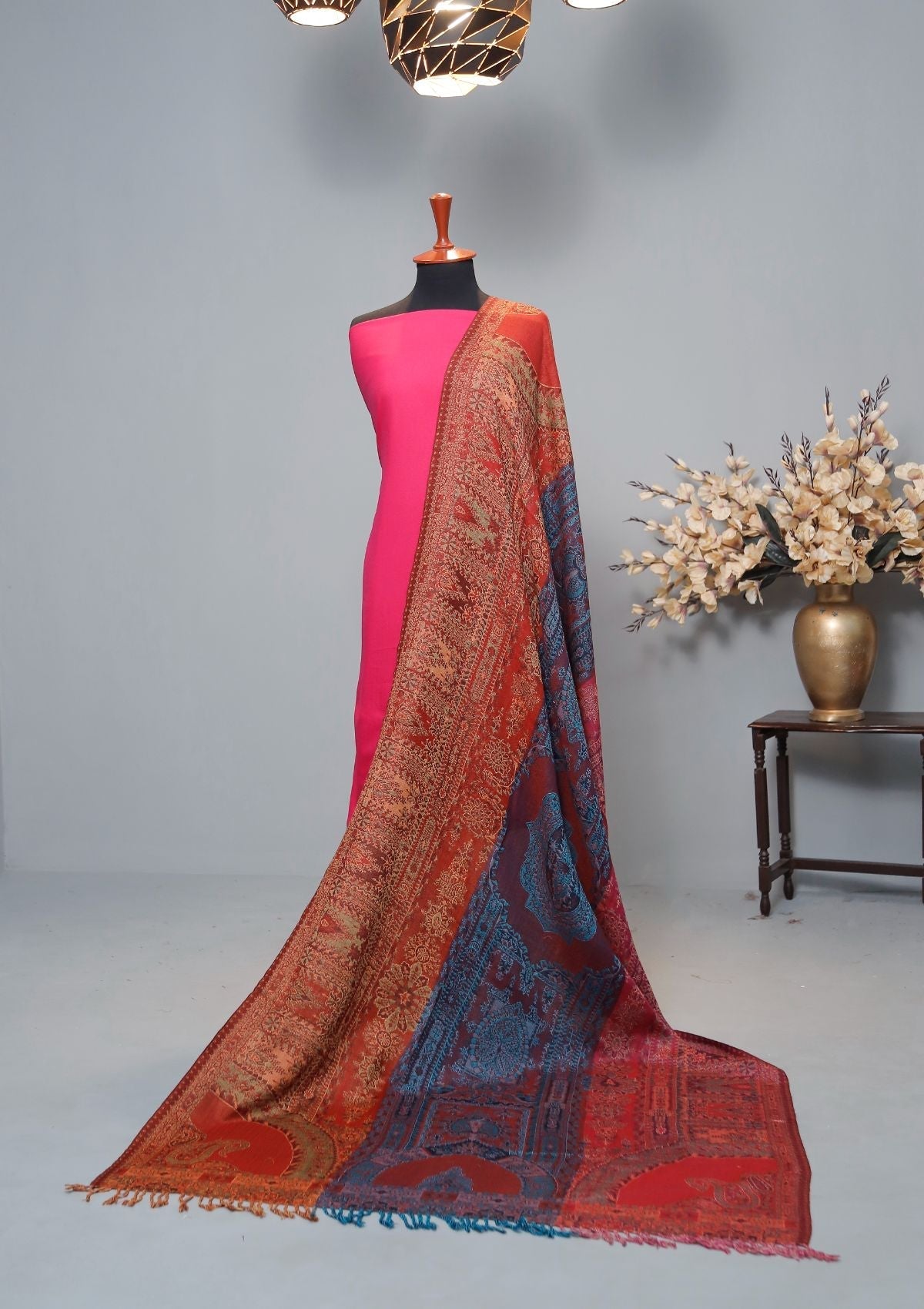 Winter Dress - Plain Marina Suit Jamawar Shawl - 3Pcs - Z#157 available at Saleem Fabrics Traditions