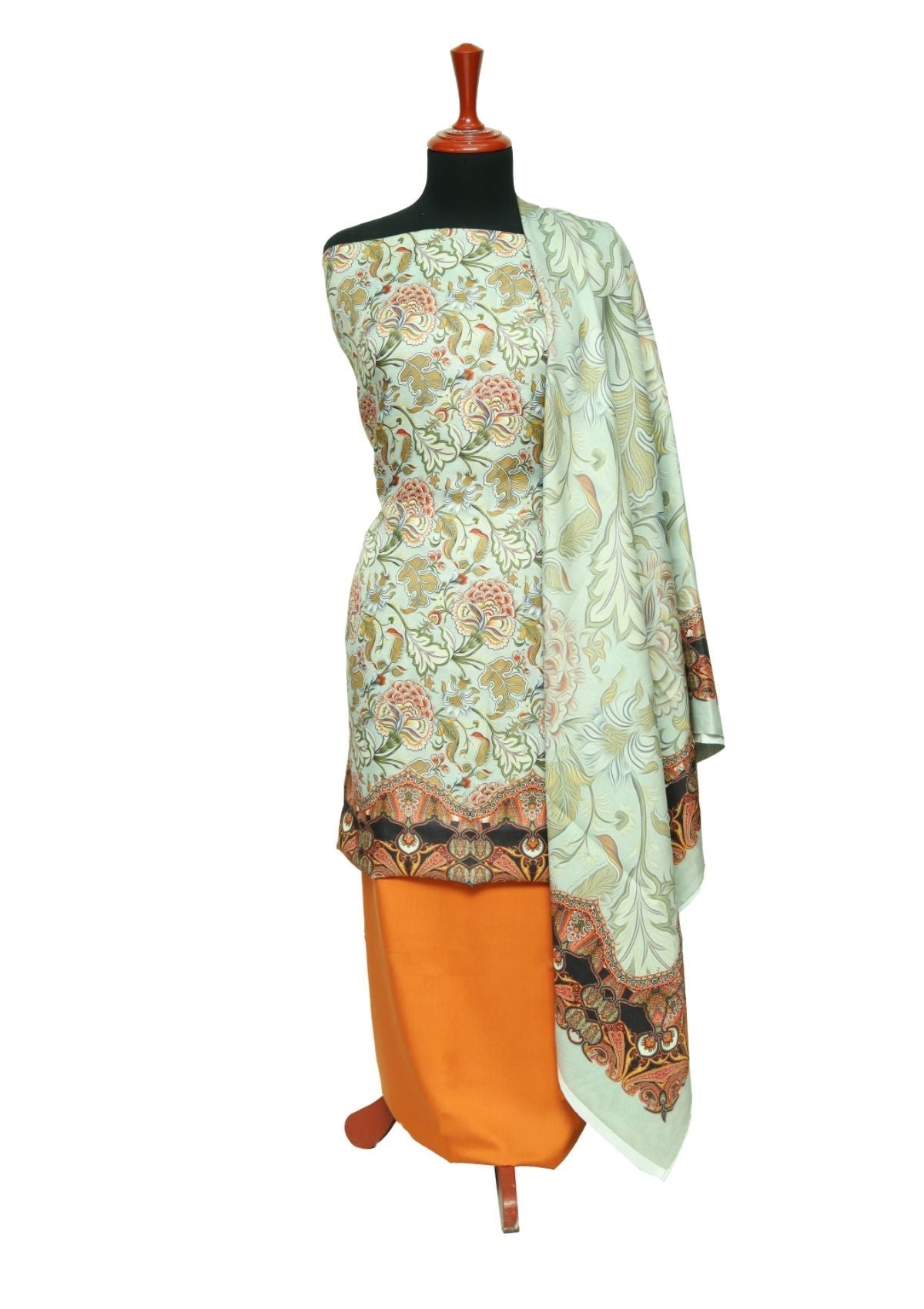 Winter Dress - Rubaaiyat -Pashmina - Printed - Orange D#1 by Saleem Fabrics PK