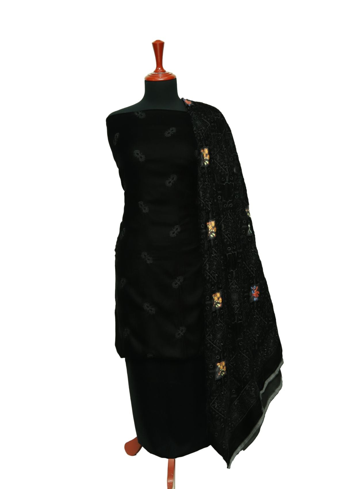 Winter Dress - Rubaaiyat - Velvet - 3-Pcs Black D#01 by Saleem Fabrics PK