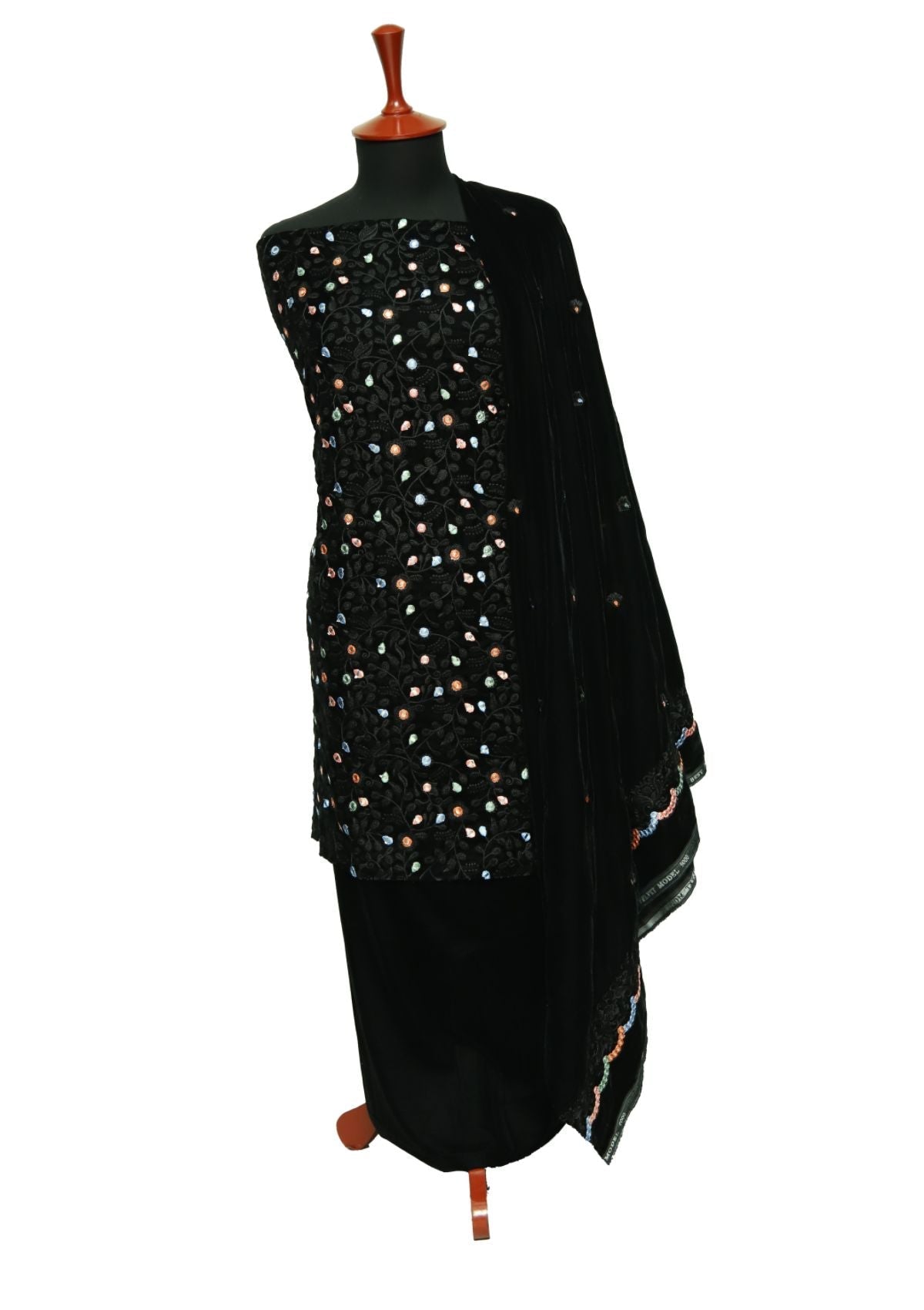 Winter Dress - Rubaaiyat - Velvet - 3-Pcs Black D#28 by Saleem Fabrics PK