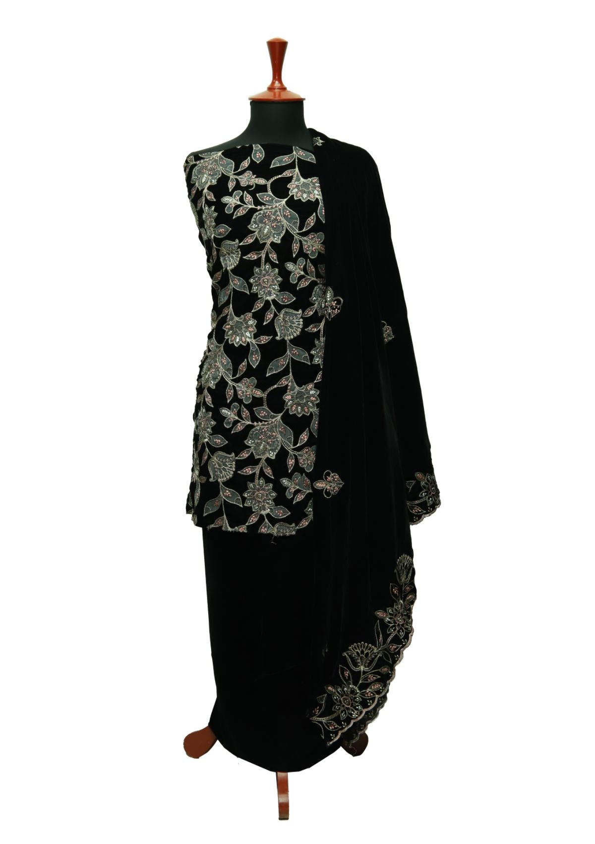 Winter Dress - Rubaaiyat - Velvet - 3-Pcs Black D#967 by Saleem Fabrics PK
