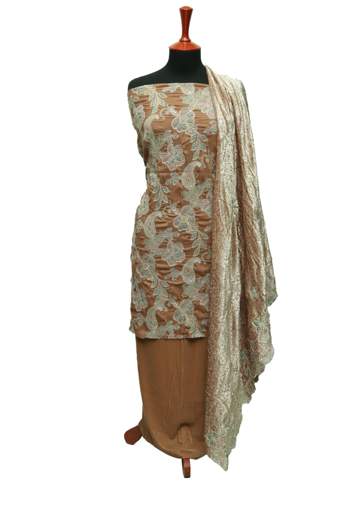 Winter Dress - Rubaaiyat - Velvet - 3-Pcs D Beige D#103452 by Saleem Fabrics PK