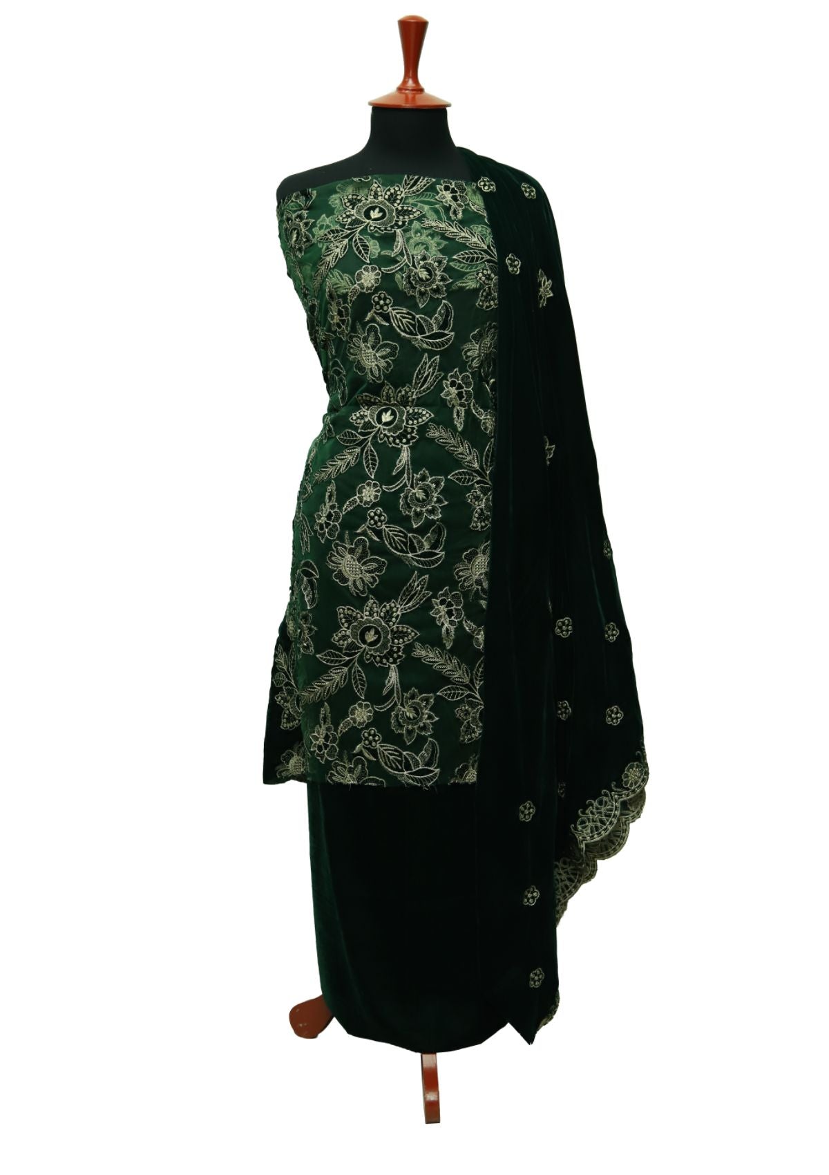 Winter Dress - Rubaaiyat - Velvet - 3-Pcs D Green D#996 by Saleem Fabrics PK