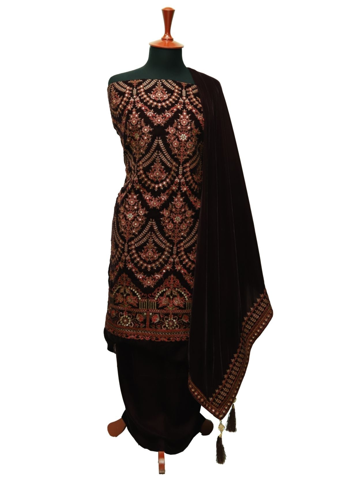 Winter Dress - Rubaaiyat - Velvet - 3-Pcs D Plum FK#1903 by Saleem Fabrics PK