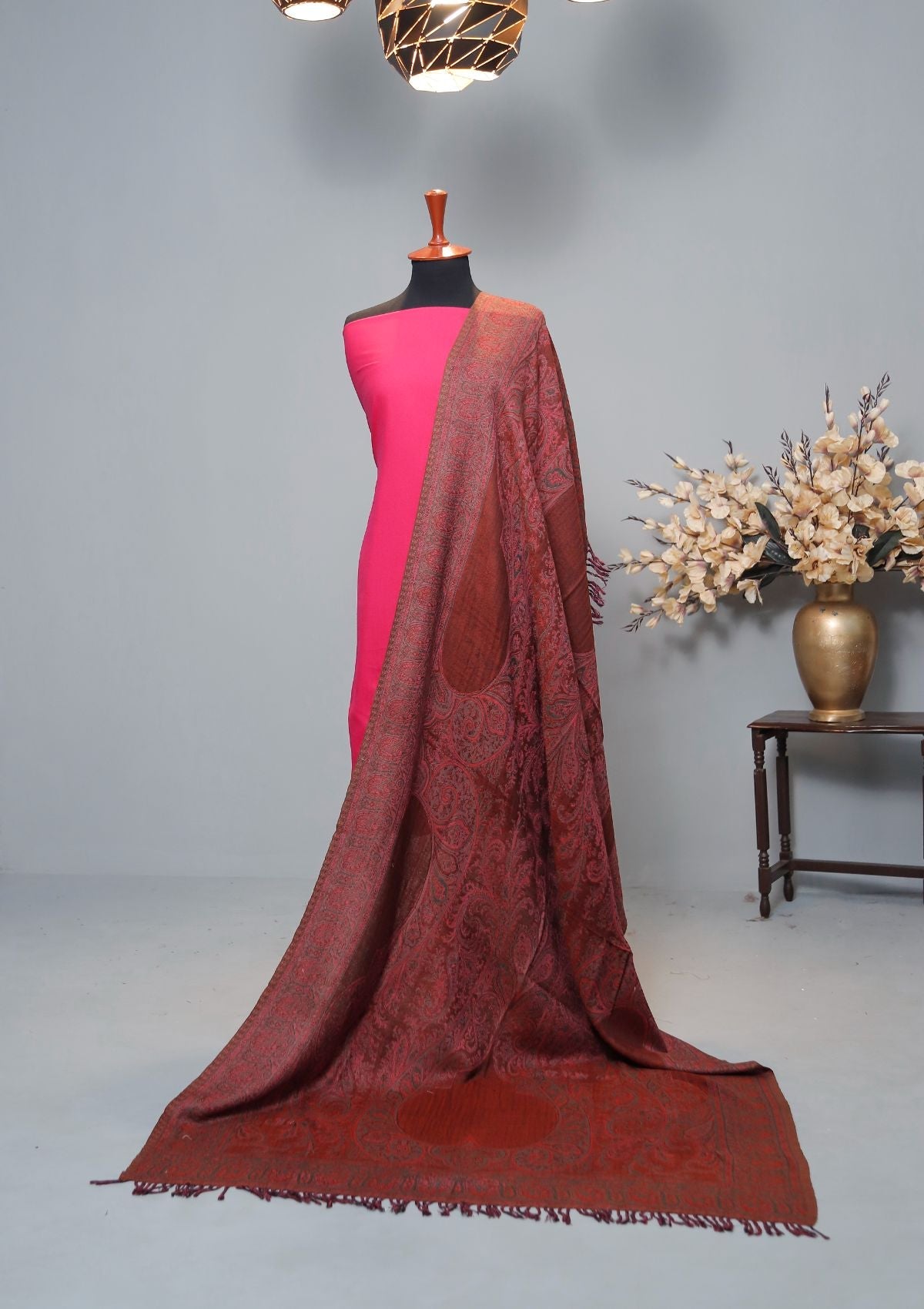 Winter Dress - Plain Marina Suit Jamawar Shawl - 3Pcs - Z#160